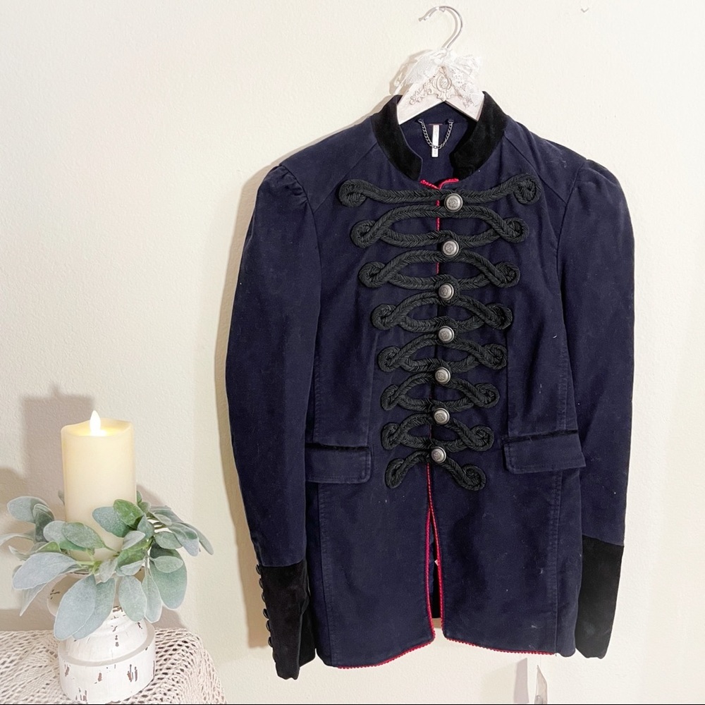 Free People Seamed and Structured Velvet Blazer Jacket